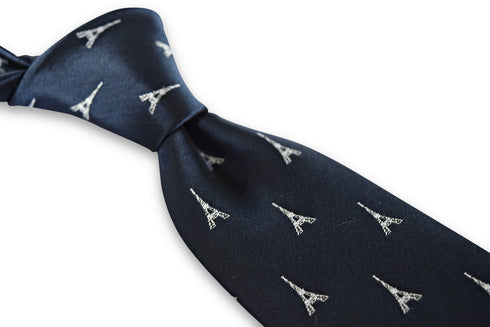 navy tie with French Eiffel Tower design